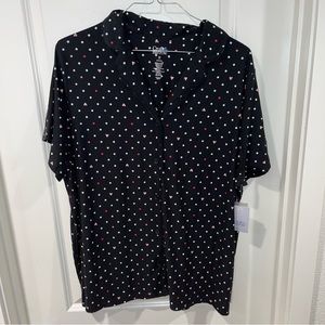 New Women's Croft & Barrow Plus Size 2X Button Front Short Sleeve Pajama PJ top